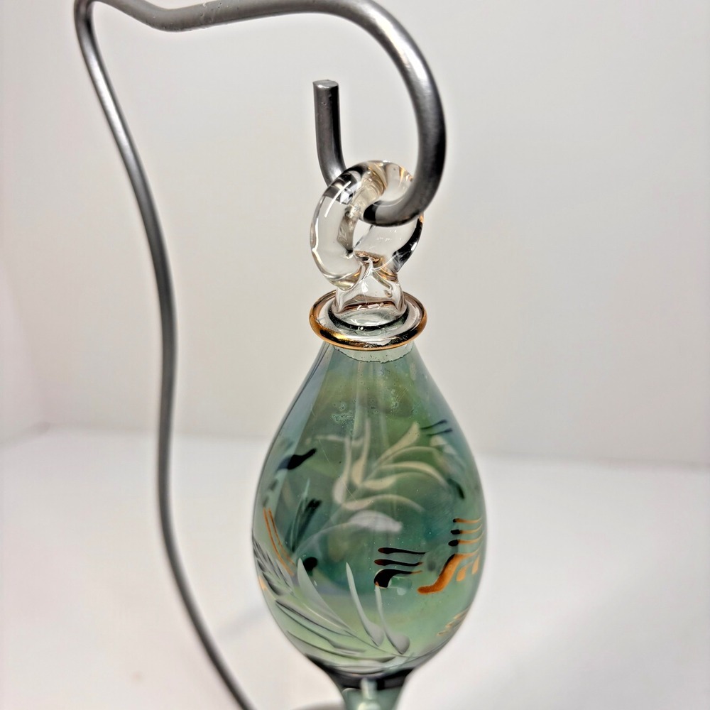 VTG Egyptian Hand Blown Fancy 24K Gold Etched Glass Christmas Ornament 8" in - Picture 5 of 8